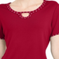 Karen Scott Women's Studded Keyhole Top  Red Size XS