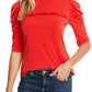 CeCe Women's Puffed-Sleeve Knit Top Red Size XS