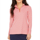 Charter Club Women's Printed Half-Zip Top  - Tuscon Coral Combo Size Small