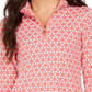 Charter Club Women's Printed Half-Zip Top  - Tuscon Coral Combo Size Small