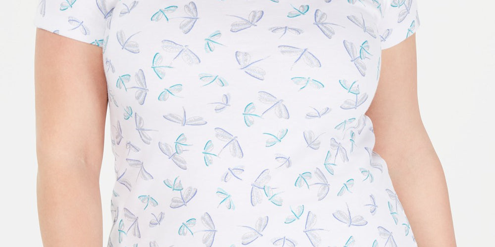 Karen Scott Women's Plus Size Printed Scoop-Neck Top  Blue Size 3X