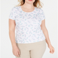 Karen Scott Women's Plus Size Printed Scoop-Neck Top  Blue Size 3X