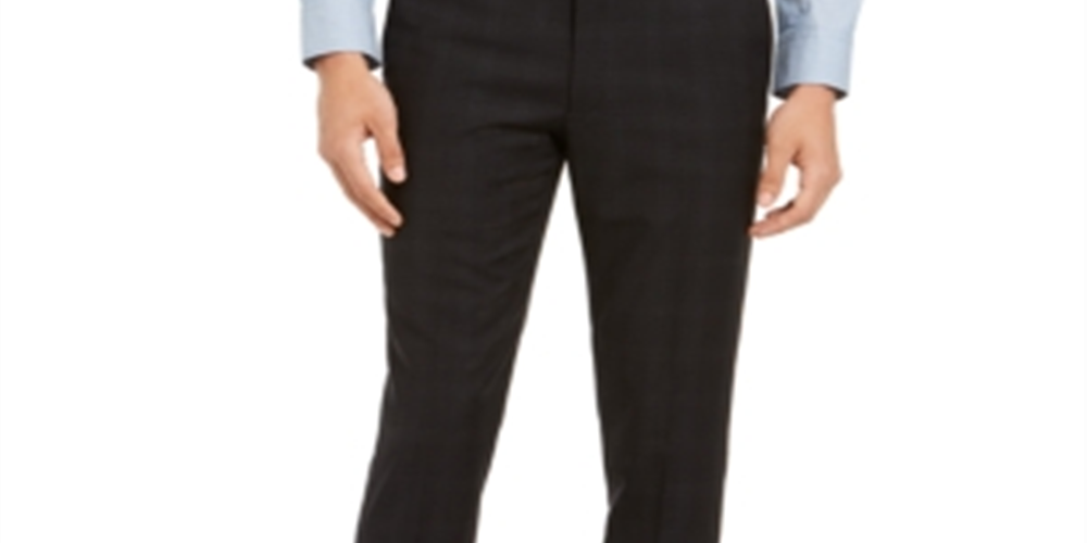 Calvin Klein Men's Skinny-Fit Infinite Stretch Black Plaid Suit Separate Pants Black Size 34X30