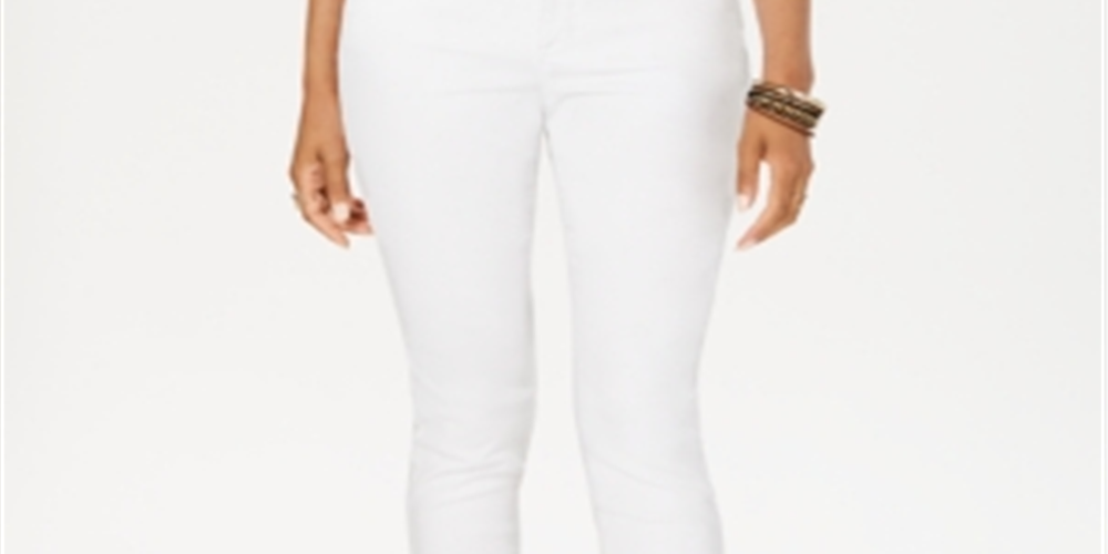 Style & Co Women's Petite Curvy-Fit Tummy-Control Skinny Jeans White Size 2 P