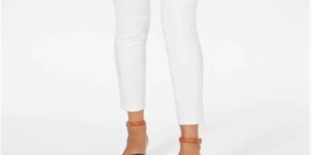 Style & Co Women's Petite Curvy-Fit Tummy-Control Skinny Jeans White Size 2 P
