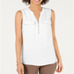 JM Collection Women's  Zip-Front Utility Top  White Size XS
