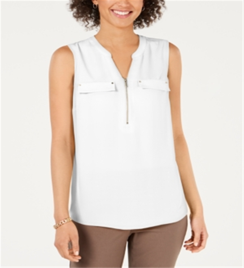 JM Collection Women's  Zip-Front Utility Top  White Size XS