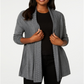 Karen Scott Women's Pointelle Collar Cardigan Black Size Petite