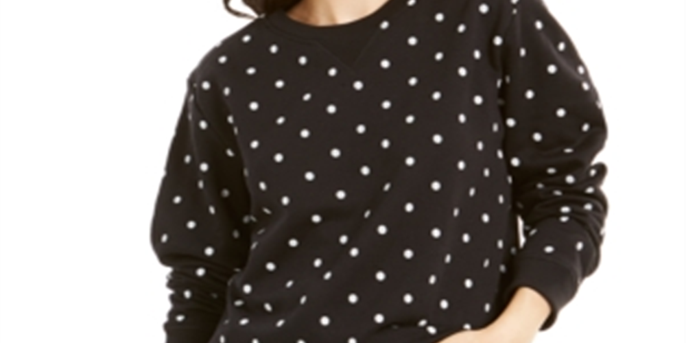 Karen Scott Women's Sport Dot Print Sweatshirt Black Size X-Small