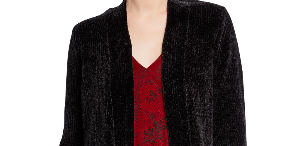 Michael Kors Women's Open-Front Patch-Pocket Cardigan  Black Size XS