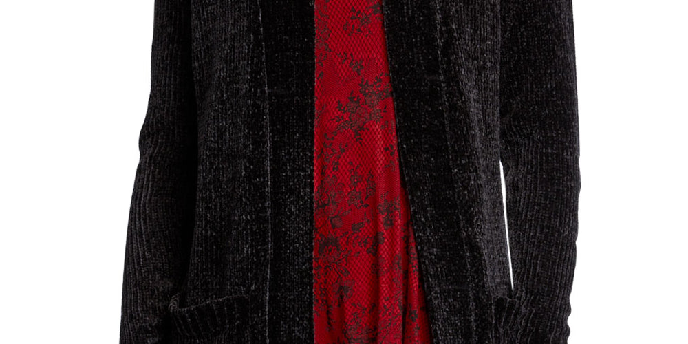 Michael Kors Women's Open-Front Patch-Pocket Cardigan  Black Size XS