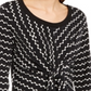 Alfani Women's Tie Printed Long Sleeve Scoop Neck Blouse Evening Top Black Size Petite Small