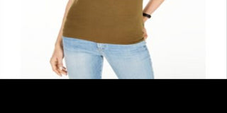 Guess Women's  Crew-Neck Metallic-Graphic T-Shirt Green Size XS