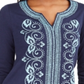Charter Club Women's Embroidered Split Neck Tunic Blue Size X-Large