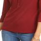 Charter Club Women's 3/4 Sleeve Polo Top Red Size Petite