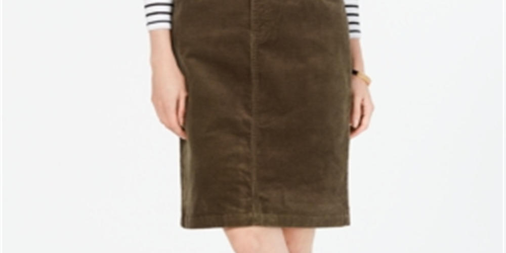 Charter Club Women's Corduroy Tummy-Control Skirt  -Region Green  Size 8