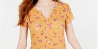 Ultra Flirt Women's Juniors Waffle Lace Back Pullover Top Gold Size Medium