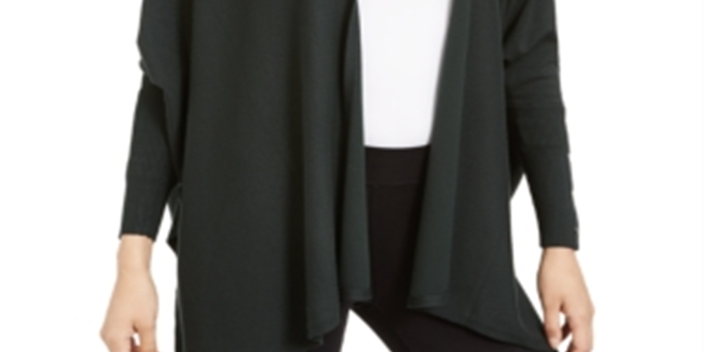 Alfani Women's  Open-Front Poncho Cardigan  Emerald Pine  Size XL