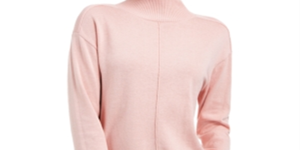 Karen Scott Women's  Erin Cotton Colorblocked Mock-Neck Sweater  Tea Rose Combo Pink Size XS