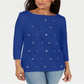 Karen Scott Women's Grommet Top  - Ultra Blue Size Small
