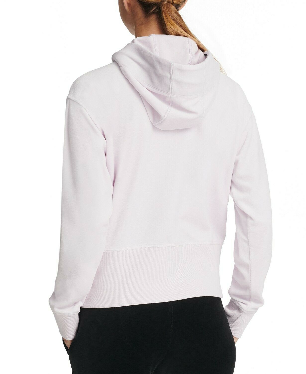 DKNY Women's  Sport Logo-Cuff Zip Hoodie Pink Size Large