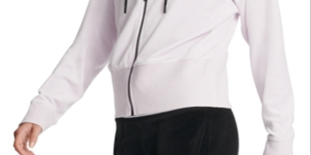 DKNY Women's  Sport Logo-Cuff Zip Hoodie Pink Size Large