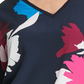 DKNY Women's Printed Long Sleeve V Neck Top Blue Size X-Large