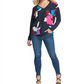 DKNY Women's Printed Long Sleeve V Neck Top Blue Size X-Large