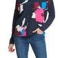 DKNY Women's Printed Long Sleeve V Neck Top Blue Size X-Large