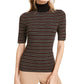 Anne Klein Women's Striped Turtleneck Top Black Size X-Large