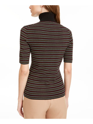 Anne Klein Women's Striped Turtleneck Top Black Size X-Large