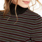 Anne Klein Women's Striped Turtleneck Top Black Size X-Large