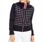 Tommy Hilfiger Women's Plaid Sweater Jacket Navy Size M