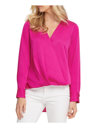 DKNY Women's Twist-Front Pullover Blouse Pink Size Medium