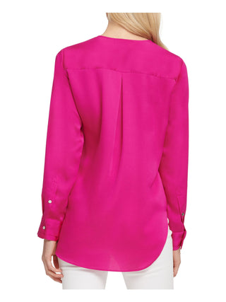 DKNY Women's Twist-Front Pullover Blouse Pink Size Medium