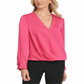 DKNY Women's Twist-Front Pullover Blouse Pink Size Medium