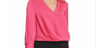 DKNY Women's Twist-Front Pullover Blouse Pink Size Medium