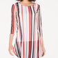 Alfani Women's Striped 3/4 Sleeve Jewel Neck Tunic Top Red Size Small