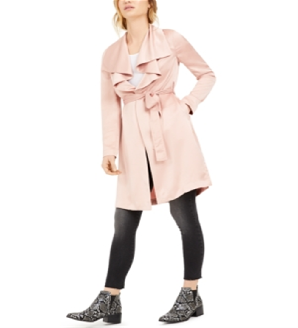 Bar III Women's Drape Front Duster Jacket Pink Size X-Large