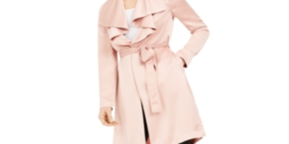 Bar III Women's Drape Front Duster Jacket Pink Size X-Large