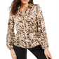 Thalia Sodi Women's Floral Long Sleeve V Neck Top Black Size X-Large