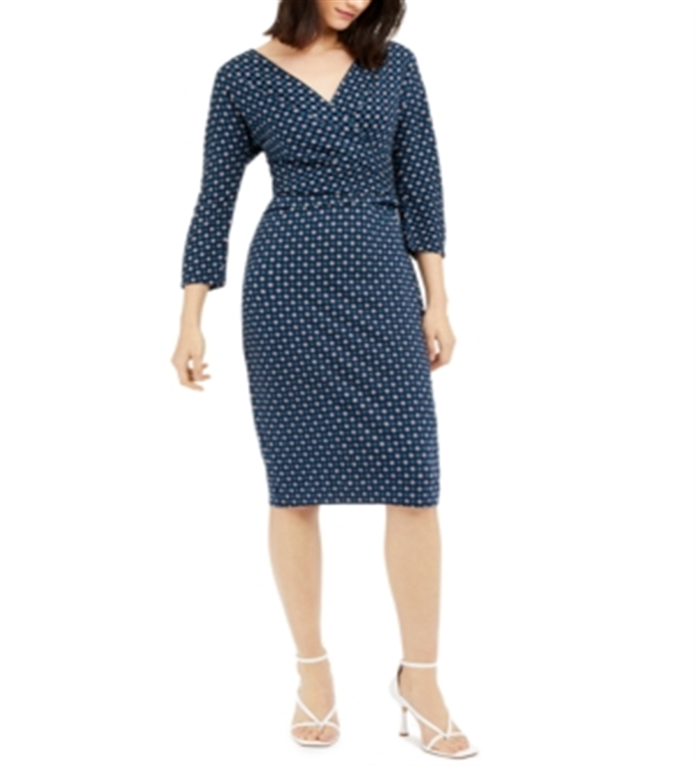 Weekend Max Mara Estri Printed Wrap Dress Blue Size M