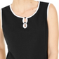 Karen Scott Women's Tipped Keyhole Tank  Black Size Small