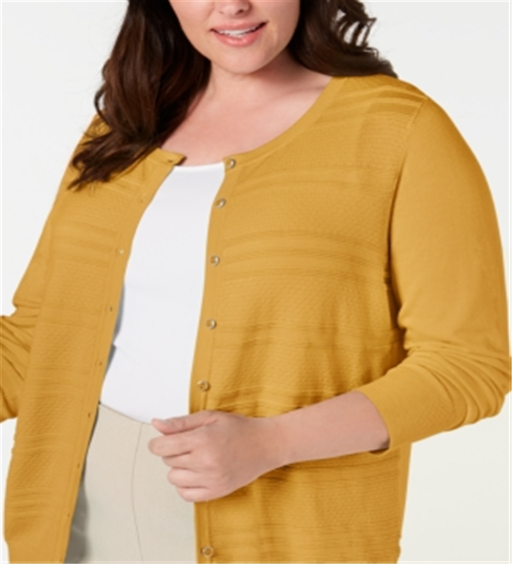 Charter Club Women's Plus Size Textured Cardigan Honey Glaze Size0X