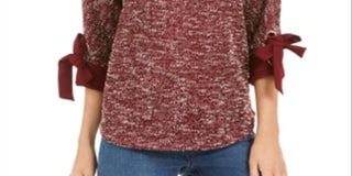 Charter Club Women's  3/4-Sleeve Bow-Trim Top  Red Size 2XL