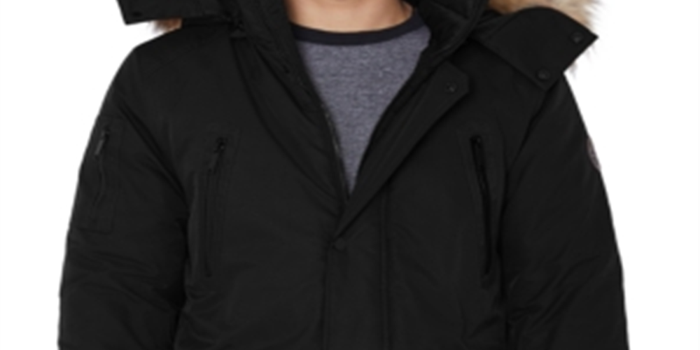 Halifax Men's Big & Tall Hooded Parka with Faux Fur Trim Jacket Black Size 3X