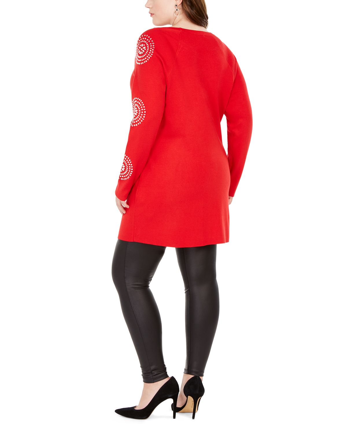 INC International Concepts Women's Plus Rhinestone Tunic Real Red Size 0X