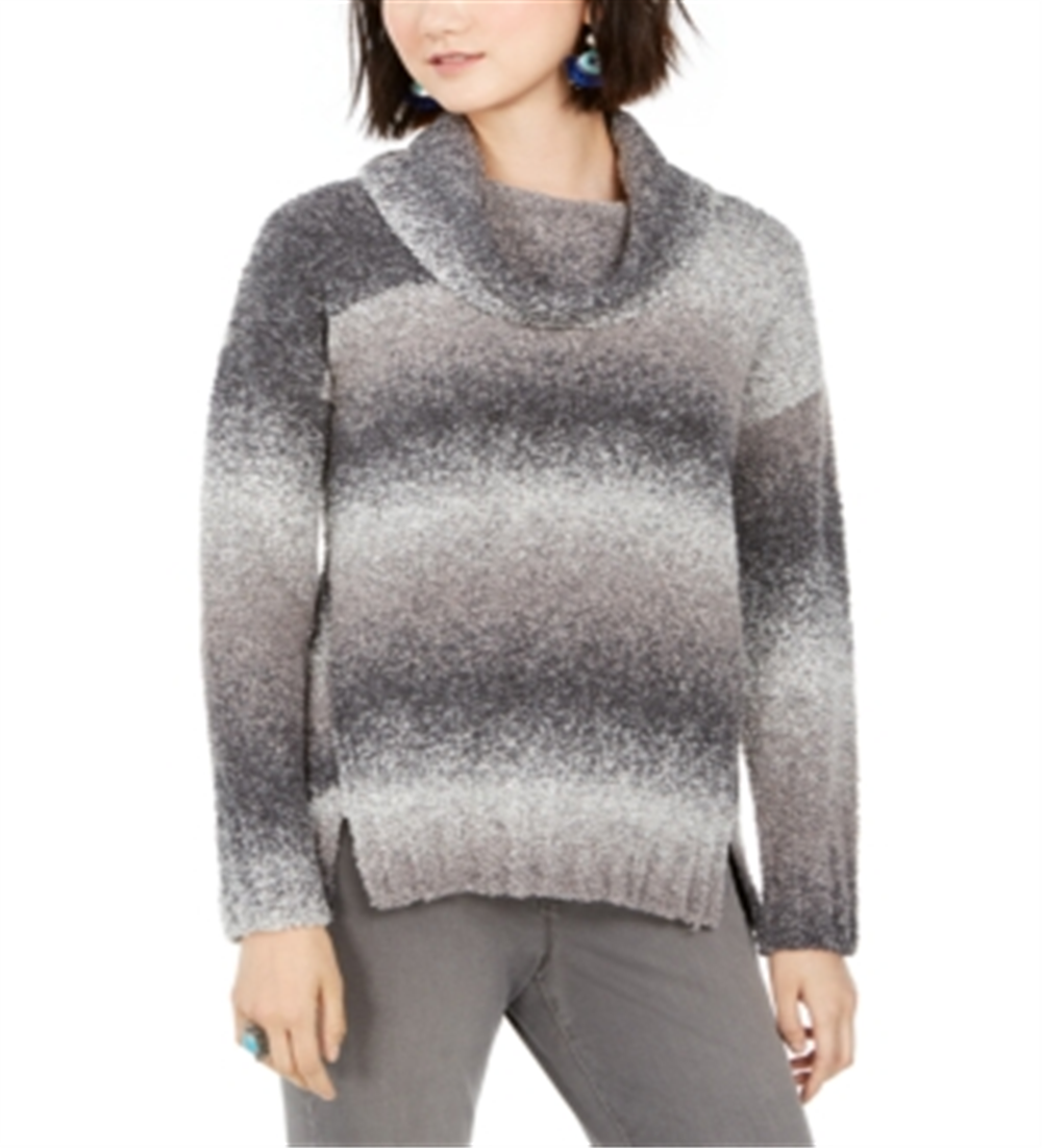 Style & Co Women's Ombre Long Sleeve Turtle Neck Blouse Sweater Gray Size Petite Large