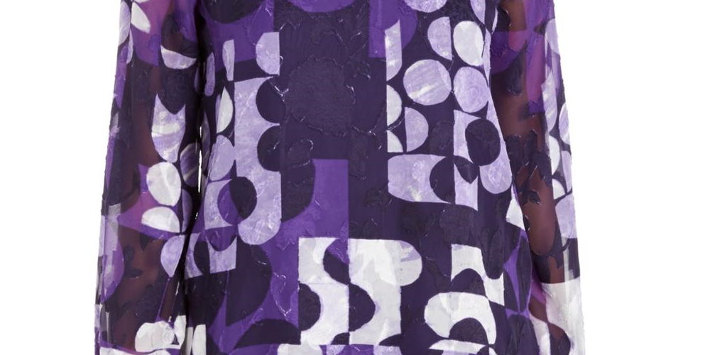 Alfani Women's Burnout Smocked Tunic Top Purple Size XS