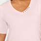 Karen Scott Women's Cotton V Neck Top Pink Size 0X